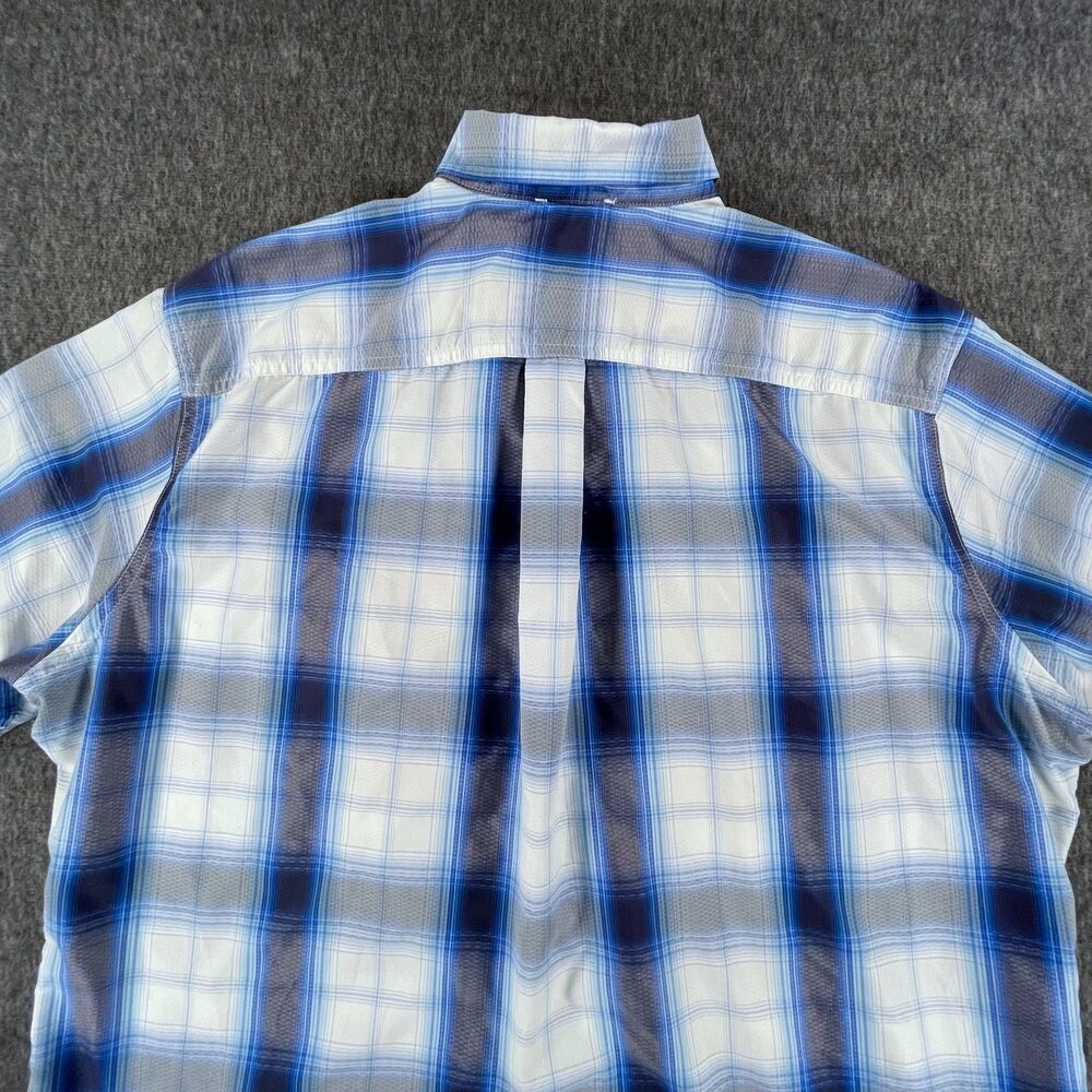 Eddie Bauer 2X Blue Plaid Fishing Shirt Mesh Vent Short Sleeve Hiking Gorpcore - Picture 10 of 12